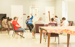 people doing rehabilitation exercise